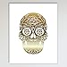 Gold Foil Art Print - Sugar Skull With Flowers Gold Foil Design 8x10 inches