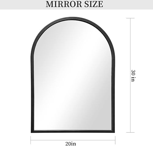Miniatura 6 de Espejo de pared arqueado, 30 x 20 pulgadas, espejo negro arco para tocador de baño, sala de estar o dormitorio, entrada, espejo de pared con arco