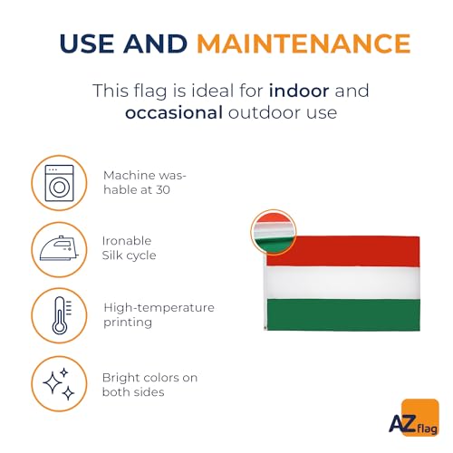Image of AZ FLAG - Hungary Flag - Large 5x8 Ft - 100D Polyester Hungarian Big Banner with Two Metal Grommets - Fade Resistant - Vivid Colors - 5' x 8' Feet - 250x150 Cm