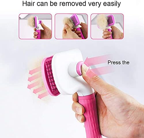 NATRUTH Self Cleaning Slicker Brush for Dogs and Cats,Pet Grooming Tool,Removes Undercoat,Shedding Mats and Tangled Hair,Dander,Dirt, Massages Particle,Improves Circulation (pink)
