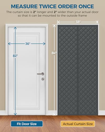 Image of Augblinds Thermal Insulated Door Curtain, Magnetic Closure, 36 x 82, Gray
