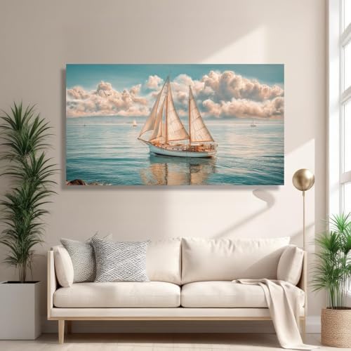 Toile de bateau à voile d'exception avec cadre intérieur, décoration murale de salon