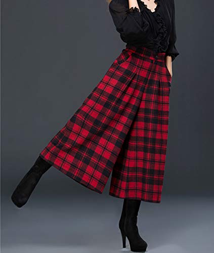 Women's Loose Wide Leg Culotte Wool Blend Cropped Pants Trousers3