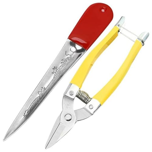 Kit de réparation d'osier, 2 pièces, kit de tissage paniers en acier inoxydable comprenant un outil levier et des petits ciseaux, fournitures réparation d'osier avec prise confortable, rotin