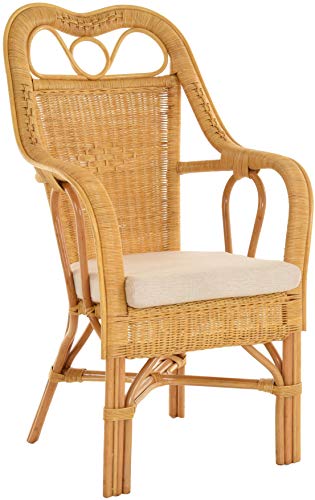 Krines Home Wintergarten Sessel Harry Armlehnsessel mit hoher Rückenlehne Rattansessel Wintergartensessel (Honig-Gelb) Cover