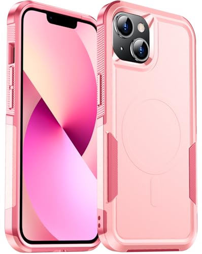 Coque antichoc iPhone 13 rose compatible Magsafe évite les bris d'écran