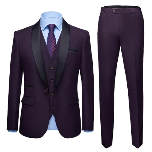 Costume homme 3 pièces slim fit veste gilet pantalon costume d'affaires