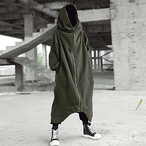 WUAI-Men Baggy Romper Zip Up One Piece Jumpsuit Pajamas Casual Loose Hooded Onesies Tracksuit Zip Up Overalls Playsuit4