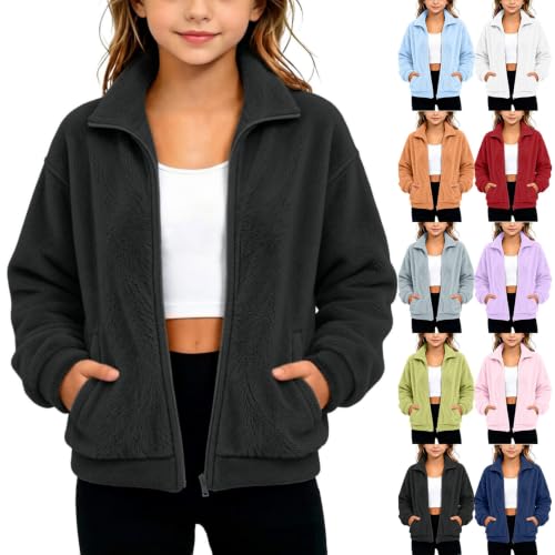 Hvyesh Girls Fleece Jacket Stand Collar Zip Up Girls Fleece Jackets - image 1