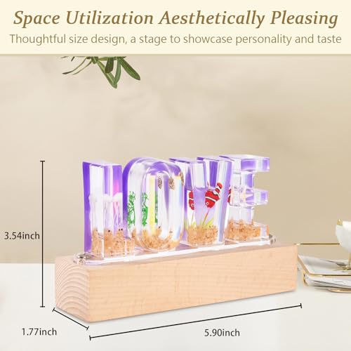 Image of Floral Letter LED Night Light: Resin Dried FlowerLetters Lamp with USB - Handmade Pressed Flower Nightlight Unique Customized Gift for Home Decoration (Purple, 1)