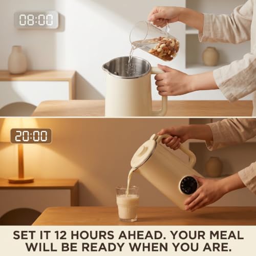 Nut Milk Maker, 9 in 1 automatic Blender, Soy&oat&almond Milk Machine, 1Kg Compact Mini design, 304 stainless steel insulated inner pot, 65°C Warm, 600W Heat, Blender for Kitchen, protein shake Maker - Image 9