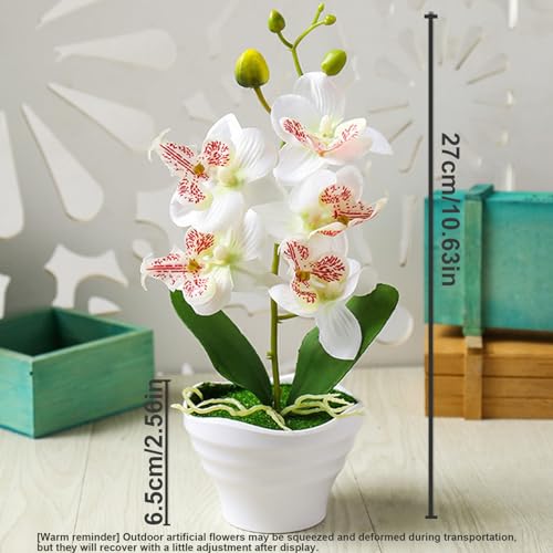 Orchidée artificielle en pot 5 têtes dorée déco table 27cm - 7