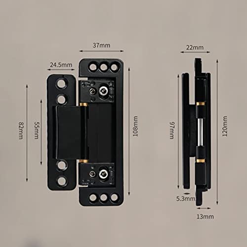 Mengshi Ultra-Thin Hidden Door Hinges Invisible Hinge For Secret Door Heavy Duty Conceal Hinges Adjustable Butt Hinge (Black) #TOP4