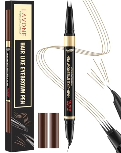 LAVONE Eyebrow Pen,2-IN-1 Dual-ended Waterproof Eyebrow Pencil,with 4 Tip Microblading Eyebrow Pen and Ultra-Precise Brow Pencil,Dual-ended Eyebrow Brush, for Natural Looking - Blonde