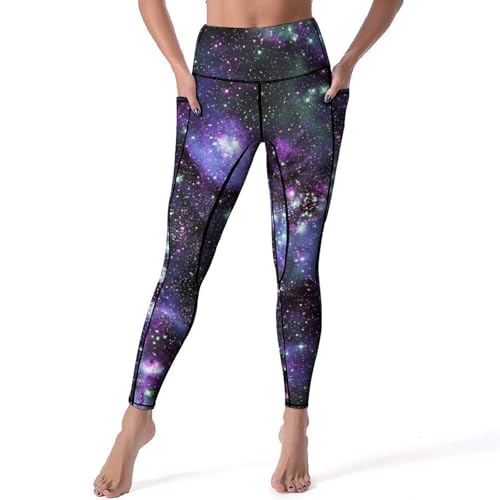 Legging yoga violet style Galaxy, le pantalon idéal du studio de gym au quotidien