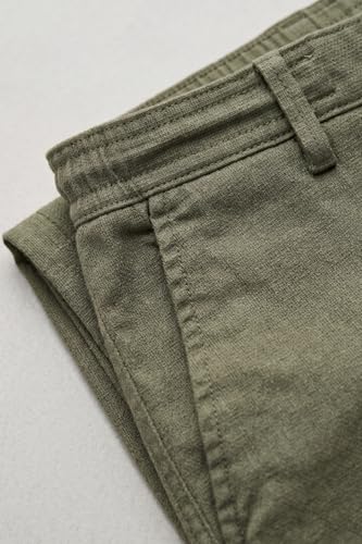 Image of Louis Philippe Men's Regular Straight Fit 100% Cotton Solid Elasticated Dobby Casual Trousers