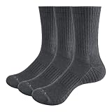 YUEDGE 3 Pairs Women's Wicking Cushion Anti Blister Crew Socks Outdoor Multi Performance Hiking Trekking Running Walking Socks (WL, Grey)