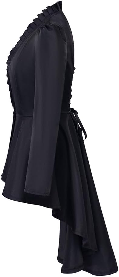 Saniplaycos Women's Steampunk Victorian Jacket Coat Medieval Vintage Gothic Tailcoat Long Sleeve Tuxedo Shirt - Image 3