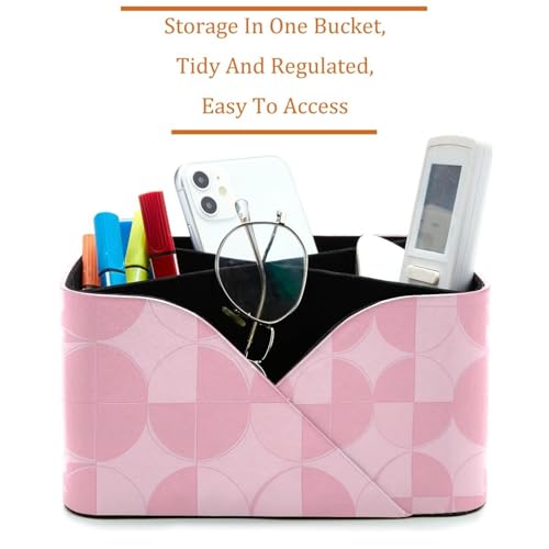 Porte-stylo rectangulaire rose à motif géométrique pour bureau