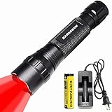 DARKBEAM Red Light Flashlight Tactical LED 18650 Rechargeable, Zoomable Portable Handheld Red-Light for Fishing Hunting Detector Astrophotography