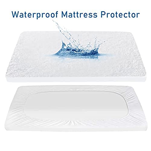 Bedecor Bedding Set Of 2 (Twin And Queen) Mattress Protector Soft Waterproof Cotton Terry Top Mattress Cover For Babies Pregnant Women Incontinent Seniors Deep Pocket 18" White #TOP5
