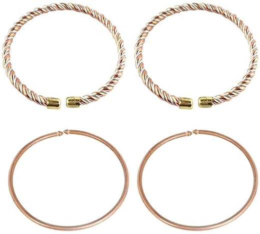 Set of 2 Pairs (Total 4) Combo of Panch Dhatu Kada and Copper Kada for Your Little Ones | Adjustable Infant New Born Baby ...