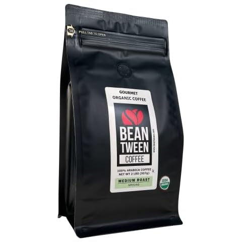 Beantween Coffee: Premium Organic MEDIUM ROAST Ground (2 lb) of 100% Arabica Coffee – Low Acid, MOLD-FREE, Certified Organic, Kosher, Single Origin, Woman-owned Cover
