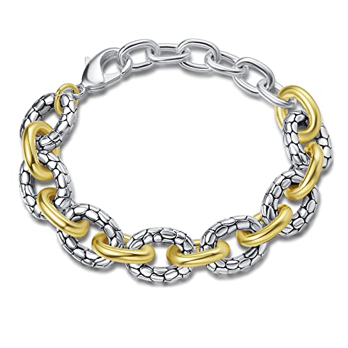 Uny Jewel Jewelry Make A Statement With Chunky Multi Dots Oval Link Chain Bracelet Designer Brand Inspired Women Valentine Christmas Gifts (Two Tone) #TOP27