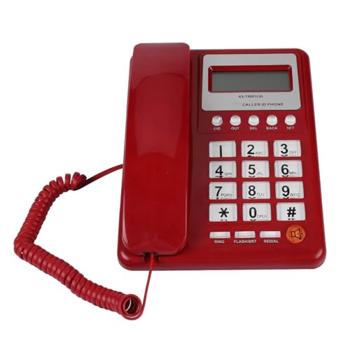 Teléfono fijo con cable tipo escritorio rojo miniatura 1