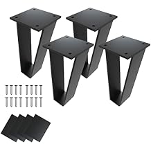 Orgerphy 4 inch Black Bench Legs Set of 4| Triangle-Shape Heavy Duty Table Legs Furniture Legs| Black Metal for Sofa Couch Dresser| Metal Legs for Coffee Table 4 Inch
