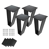 Orgerphy 8 inch Metal Bench Legs Set of 4| Triangle-Shape Heavy Duty Table Legs Furniture Legs| Blac
