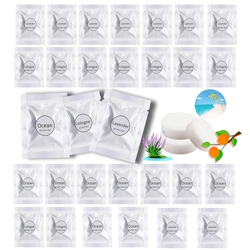 Car Air Freshener Refills, 30 Pcs Individual Package Car Air Vent Clip Replacement Pads Solid Fragrance Scent Air Freshener Refill Tablets (Lavender+Ocean+Cologne)