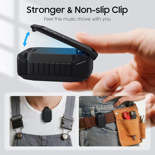 Image of comiso Wearable Bluetooth Speaker, IPX7 Waterproof, Clip-On Portable Wireless Speaker, 10H Playtime, Built-in Mic for Hands-Free Calls, Running, Cycling, Outdoor (Black)