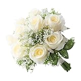 kesurpae Bezaubernde Brautstraußzeremonie mit atemberaubenden künstlichen Rosenblumen. Feierlichkeiten, Hochzeitslocations und Dekoration. Brautstrauß aus künstlichen