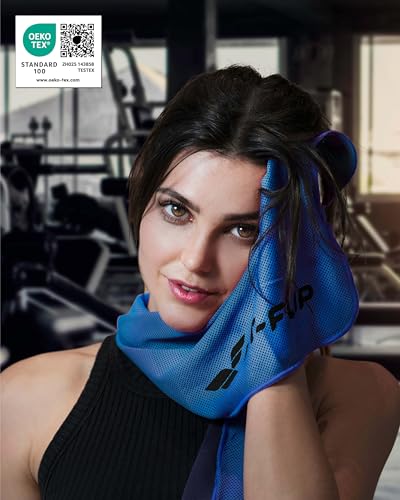 Fit-Flip Kühlendes Handtuch - Ice Cooling Towel und mikrofaser Kühltuch – kühlende Handtücher für Nacken und Hals - Airflip cool Towel für Fitness und Sport - Kühlhandtuch (dunkel blau, 100x30cm)