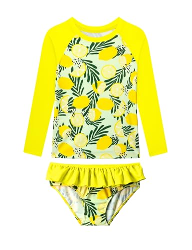 Image of Girls Rash Guard Swimsuit Long Sleeve Tankini Sets Two Pieces Bathing Suit Swimwear UPF 50+ Sun Protection