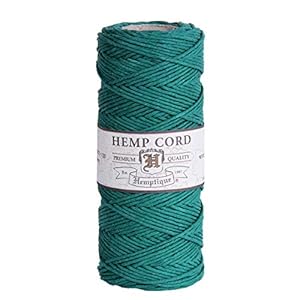 Hemptique 100% Hemp Cord Spool – #20 (1mm Thick) 205ft – Great for Beading, Jewelry Making, Macramé, Scrapbooking, Crafting & More – Green