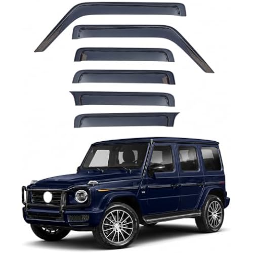 Car Window Rain Guards for Mercedes-Benz G-Class W463-2 2019+ 2020 2021 2022 2023 2024, Organic Glass Tape-On Side Window Vent Visors Deflectors, No-Drill Smoke Vent Shades for G Wagon