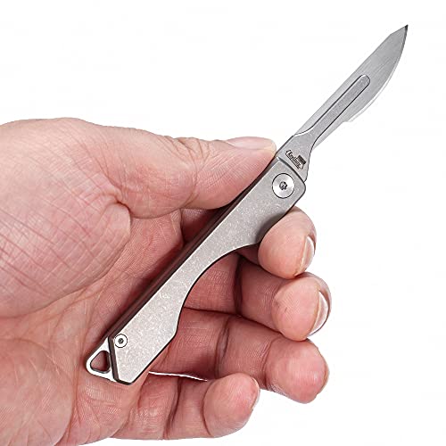 Keyunity Kk01 Titanium Folding Knife, Utility Edc Pocket Knife With #24 Replaceable Blade, For Outdoor Hunting, Camping, Fishing, Hiking For Men & Women (Stonewashed) #TOP1