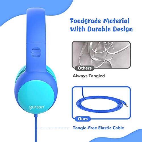 Image of Kids Headphones with Limited Volume, Cat Ear Toddler Headphones, Wired Headphone Over Ear for Boys and Girls,Stereo Sound Foldable 3.5mm Headset for Children