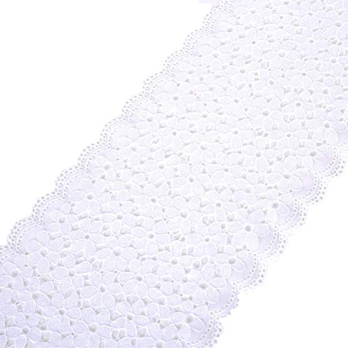 Spitzenband mit Blumenmuster, dehnbar, bestickt, Tüll, Spitzenbesatz, 18 cm, für Haar-Accessoires, Nähen, Basteln, Hochzeit, Party, Dekoration, Weiß, 4,5 m Cover