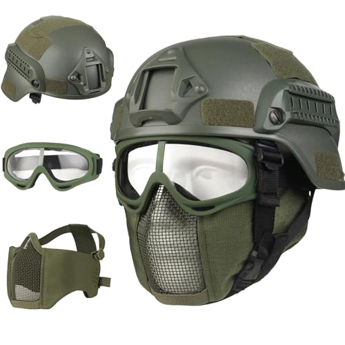 VPZenar - VPZenar Military Helmet,Airsoft Mask Full Face Protection and Googles,MICH Helmets for Army Cosplay Tactical Gear