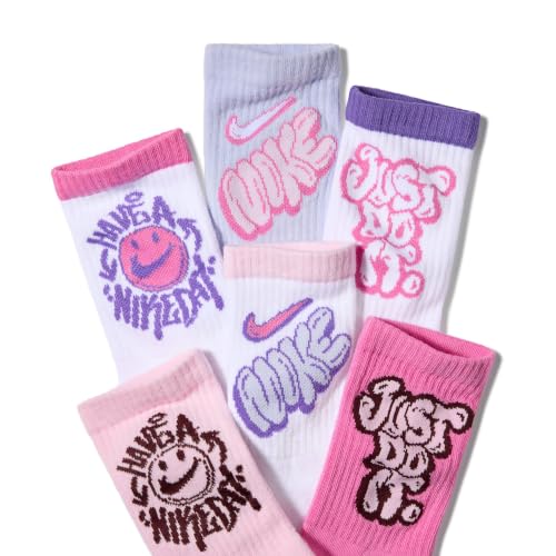 Image of Nike Unisex Kids' Everyday Cushioned Crew Socks (6-Pack) | Boys and Girls