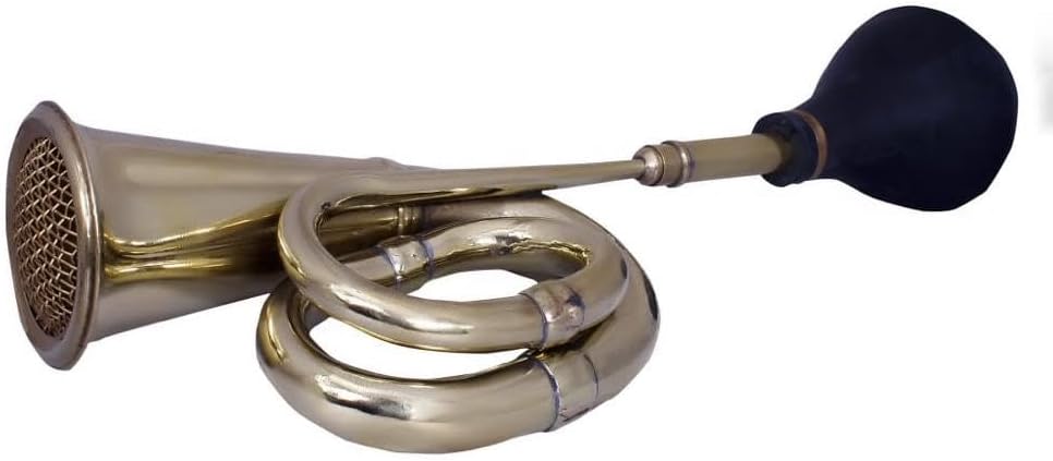 Vintage Brass Car Horn Bike Bus Bullet Small Double turn Brass Horn 17Inch