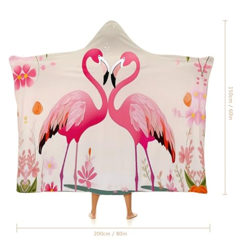 Cape à capuche flamants roses fleurs : la solution confort bureau et canapé