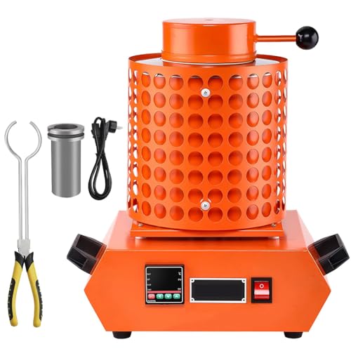 Elektrischer Schmelzofen, 2000 W Schmelzofen für Schmuck und Edelmetalle, PID-Temperaturregelung, maximale Temperatur 1150 °C, inklusive Graphittiegel