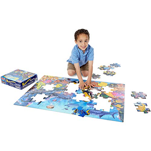 Underwater: 48 Piece Floor Puzzle & 1 Me L I Ssa & Doug Scratch Art Mini-Pad Bundle (90427) #TOP4