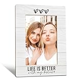 NJKRY Bestie Picture Frames, Bestie Gifts for Women Sister Friend, long distance friendship gifts Wooden Photo Frames, Life is Better With My Besties Picture Photo Frame for Desk Table 4X6 Photos