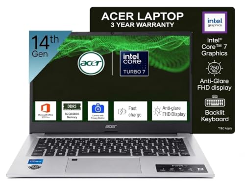 Image of Acer Professional14 Laptop 14th Gen Core 7-150U 16GB DDR5 512GB Win11 Pro | New Launch, MSO 2021, Fingerprint Reader, Backlit Keyboard, 3 Year Warranty, Full Hd Display, Business Laptop