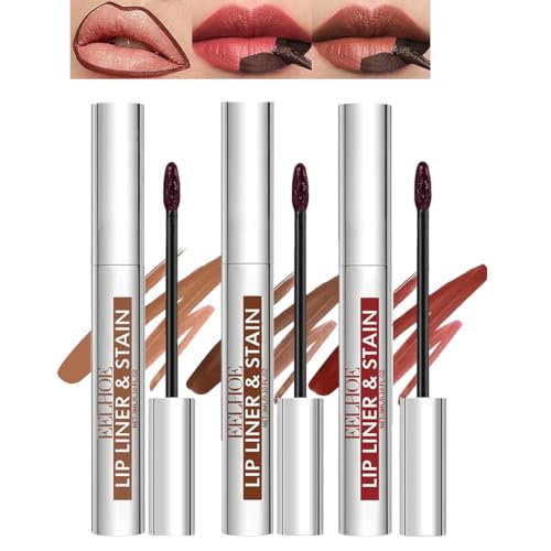 Baorder 3 Pcs Peel Off Lip Liner Set,Pencil-Peel Off Lip Liner Tattoo,Plump Lip Liner,Long Lasting Lip Stain Peel Off,Infused with Hyaluronic Acid & Vitamin E